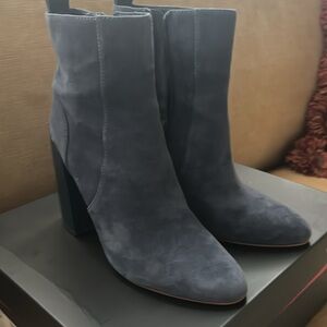 Vince Camuto blue slate true suede booties